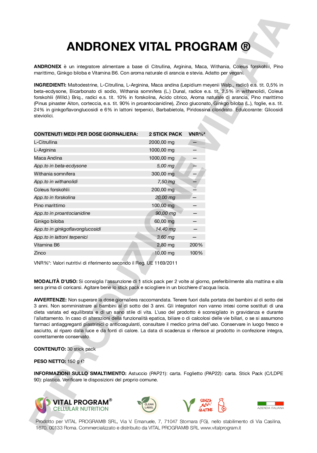 scheda tecnica andronex